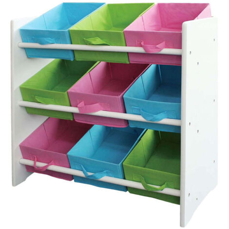 Étagère meuble de rangement enfant, paniers de rangement, multicolore, 66x30x70cm (1/3)
