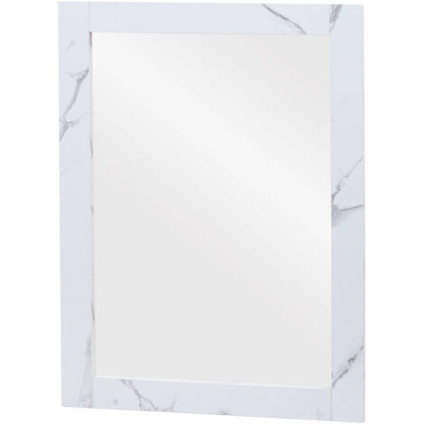 Miroir mural HWC-L86, miroir de salle de bains Meuble de salle de bains, certifié MVG 72x52cm - aspect marbre blanc (1/5)