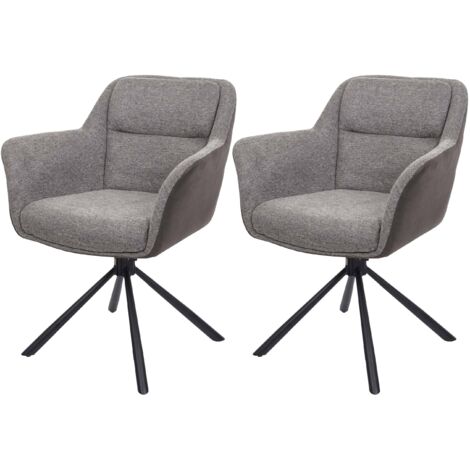 Lot de 2 chaises de salle à manger HWC-K33, chaise de cuisine, pivotante Auto-Position, tissu/textile - similicuir, gris (1/5)