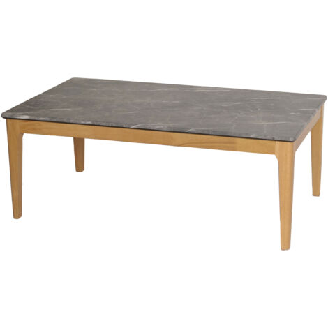 Table basse HWC-M55, table d'appoint table de salon, bois massif HDF stratifié mélaminé 46x120x70cm, aspect marbre/pierr (1/5)