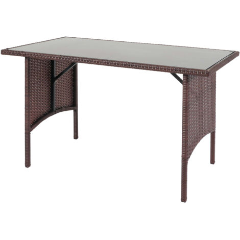 Poly-Rattan Table de salle à manger HWC-G16, Table de jardin, Gastronomie 112x60cm - brun (1/5)