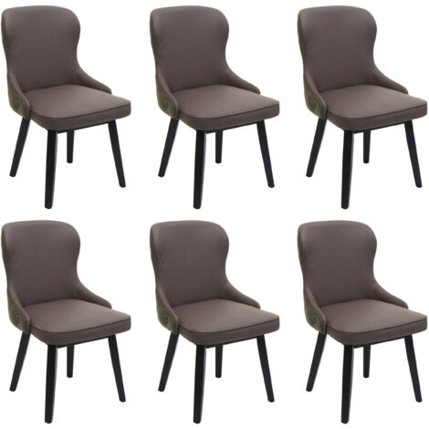 Lot de 6 chaises de salle à manger HWC-M60, chaise rembourrée, chaise de cuisine, tissu/textile bois massif - vert foncé (1/5)