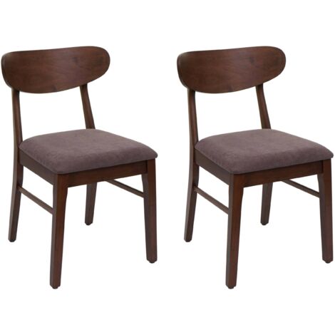 Lot de 2 chaises de salle à manger HWC-M59, chaise de cuisine, tissu/textile bois massif - structure foncée, taupe (1/5)