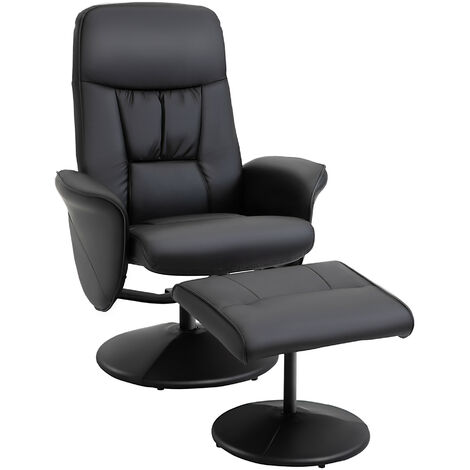 Fauteuil inclinable avec repose-pieds ENNIO noir (1/5)