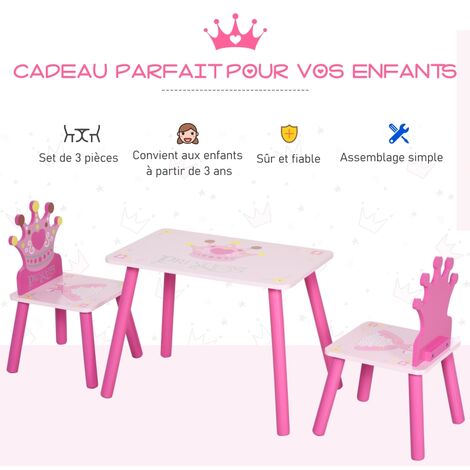 Ensemble table et chaises enfant TINA rose (1/4)