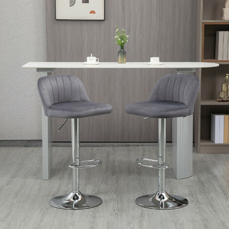 Lot De 2 Tabourets De Bar Sans Dossier - 65x32cm, Bois Et Métal Blanc, Pour îlot Cuisine Ou Bar - 13