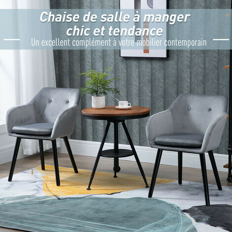 Lot de 2 chaises TREVOR velours gris