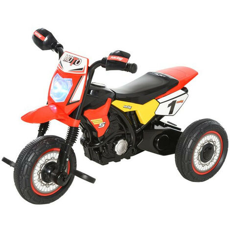 HOMCOM Tricycle enfants moto cross effets musicaux et lumineux coffre