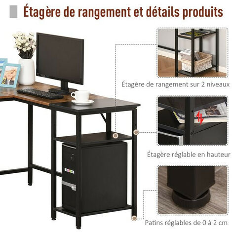 Bureau informatique design EDMOND brun et noir