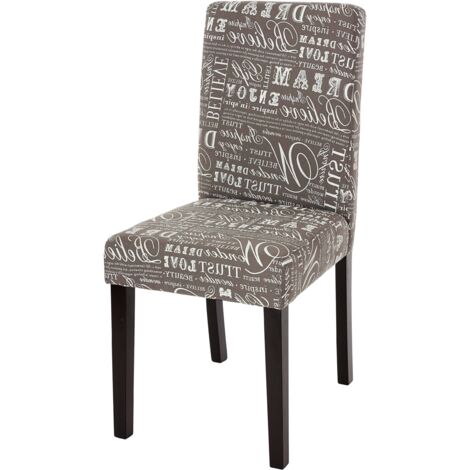 Chaise de salle à manger Littau, chaise de cuisine, tissu/textile - écriture gris, pieds foncés (1/5)