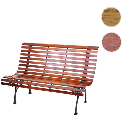 Mendler – Banc de jardin en bois d'hêtre et fonte – 3 places – Longueur 122cm – Dossier haut – Charge max 220kg – Pour extérieur