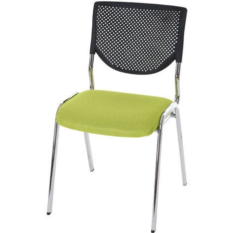 Chaise visiteur T401, chaise de conférence empilable, tissu/textile - siège vert, pieds chromés (1/5)