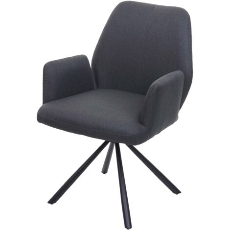 Chaise de salle à manger HWC-H71, pivotante à position automatique tissu/textile acier - gris foncé (1/5)