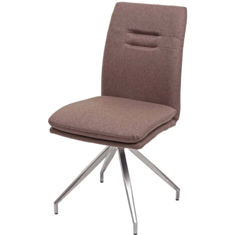 Chaise de salle à manger HWC-H70, chaise de cuisine, tissu, acier inoxydable brossé - brun (1/5)