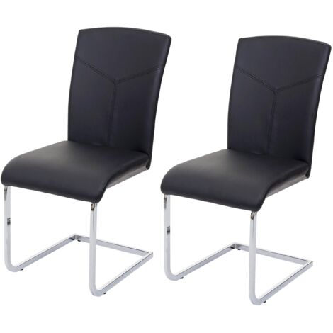 Chaise de salle à manger HWC-F36, chaise cantilever, chaise de cuisine/conférence - similicuir, noir (1/5)