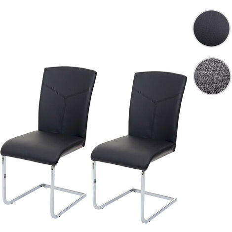 Chaise de salle à manger HWC-F36, chaise cantilever, chaise de cuisine/conférence - tissu, gris (1/5)