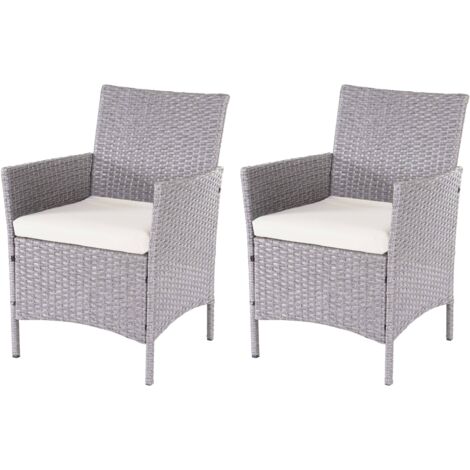 2x fauteuil de jardin Halden en polyrotin - gris, coussin couleur crème (1/5)
