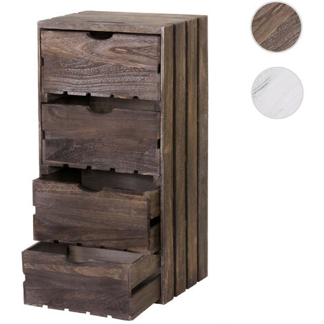 Commode HWC-C62, 4 tiroirs, 70x32x26cm - blanc shabby (1/5)