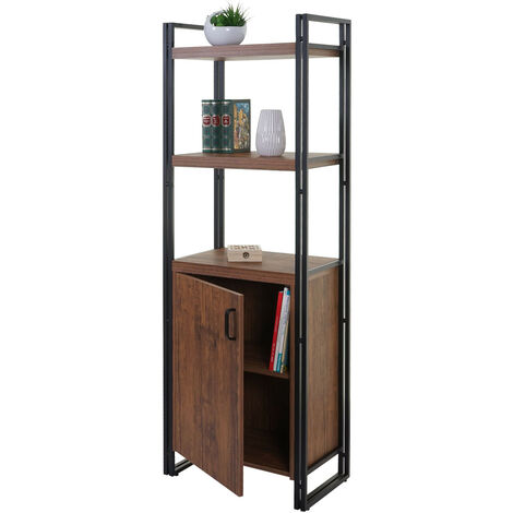 Bibliothèque HWC-A27, 165x55cm, compartiment avec porte, aspect chêne (1/5)