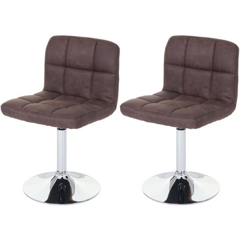2 x chaise de salle à manger Kavala, pivotante, imitation daim, chrome - brun foncé vintage (1/5)