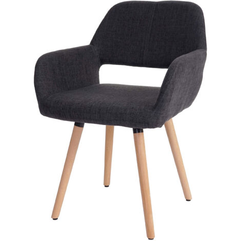 Chaise de salle à manger HWC-A50 II, fauteuil, design rétro des années 50 - tissu, gris foncé (1/5)