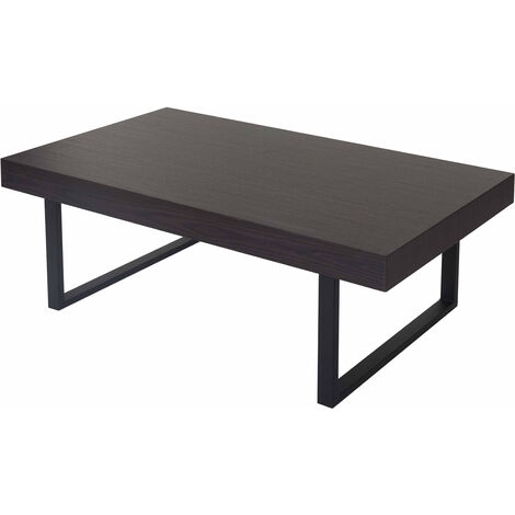Table basse de salon Kos T576, FSC 40x110x60cm - wengé, pieds métalliques foncés (1/5)