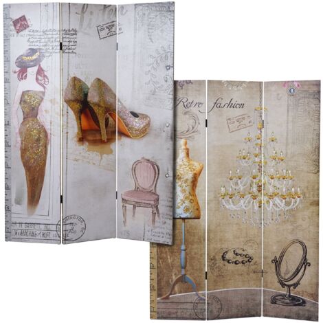 Paravent Vintage, cloison de séparation, scintillement, rétro, mode, 180x120cm (1/5)