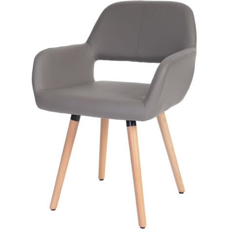 Chaise de salle à manger Altena II, fauteuil, design rétro des années 50 - similicuir, taupe (1/5)