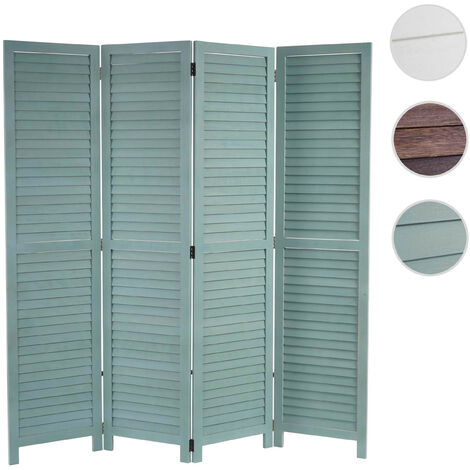 Nova – Paravent en bois de paulownia 170x160cm – Cloison shabby chic verte – Prêt à l'emploi – Pliable pour rangement facile (1/4)