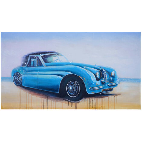 Tableau à l'huile, voiture ancienne, peint à la main à 100%, toile de décoration murale XL - 140x80cm (1/5)