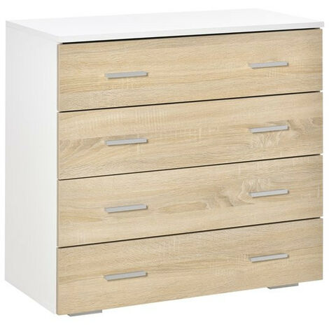 Commode de rangement LEON bois et blanc (1/5)