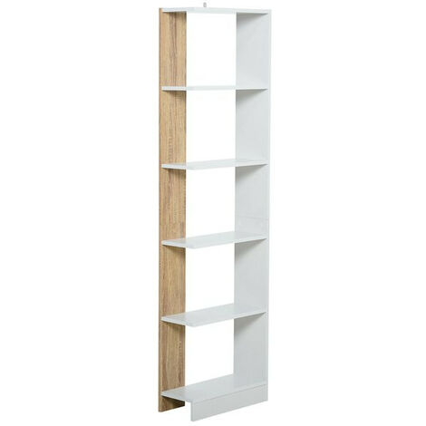 Bibliothèque étagère VALMONT blanche et bois (1/5)