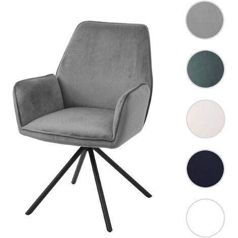 Chaise de salle à manger HWC-G67, chaise de cuisine, pivotante, auto-position - velours, bleu turquoise (1/5)
