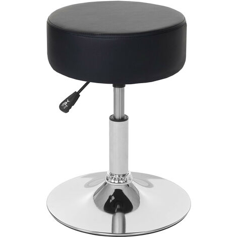 2x Tabouret HWC-C22, hauteur réglable, Ø 35 cm - similicuir noir (1/5)
