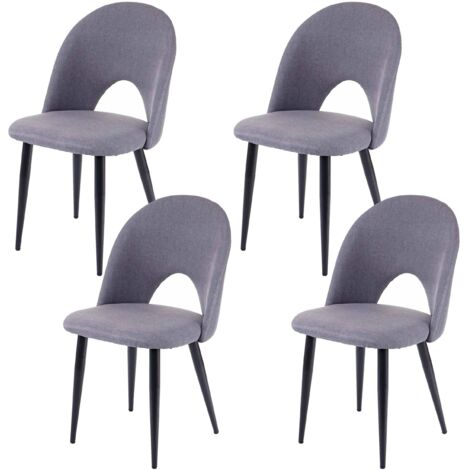4x chaise à manger HWC-D73, chaise de cuisine, tissu/textile - gris foncé (1/5)