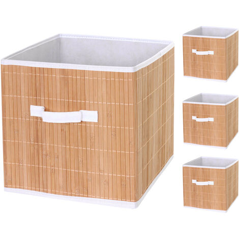4x boîte de rangement pliable HWC-C21, bambou - nature (1/5)