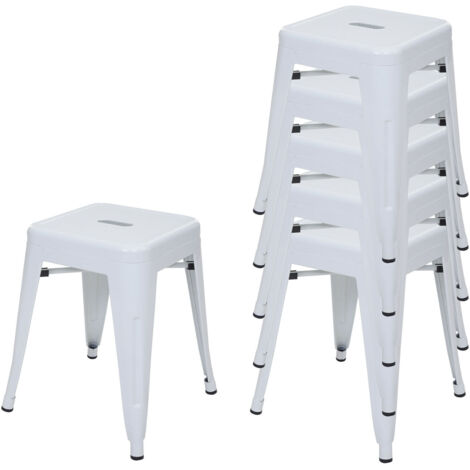 Chaise Mendler Chaise HWC-A73 Métal Style Industriel Blanc