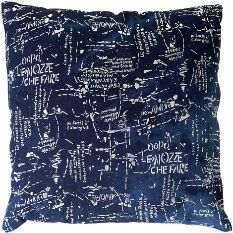 Coussin de décoration, écriture, coussin avec bourrage, bleu, aspect brillant, 45x45cm (1/5)