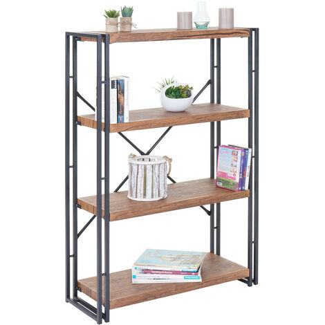Bibliothèque Dohna, étagère indépendante, 121x80cm, structure 3D, 4 niveaux, design chêne sauvage (1/5)