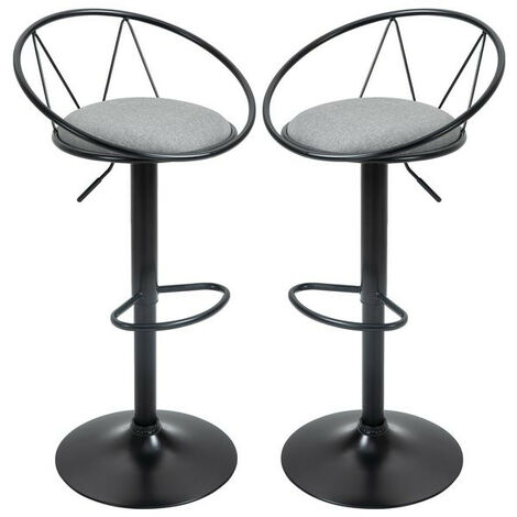 Lot de 2 tabourets de bar KATZ noirs (1/5)