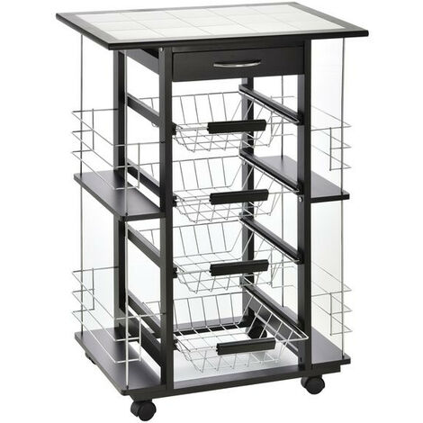 Desserte multi-rangements RUBIK noire et blanche (1/5)