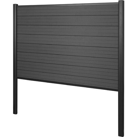 Pare-vue en WPC Sarthe, clôture coupe-vent, poteaux en aluminium élément de base, 190cm anthracite (1/5)