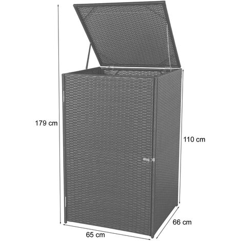 Couvercle Poubelle HWC-E25 120L En Polyrotin Brun - Cache Poubelle Extérieur Avec Porte Et Chaîne Anti-Vent