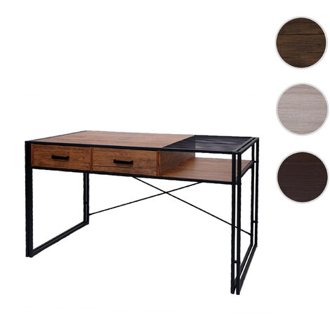 Bureau HWC-H91, bureau bureau informatique, industriel 76x120x70cm - brun foncé (1/5)