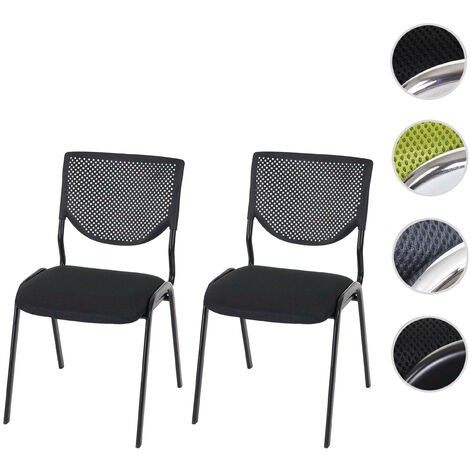 2x chaise visiteur T401, chaise de conférence empilable, tissu/textile - siège gris foncé, pieds chromés (1/5)