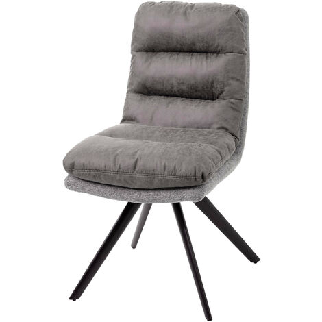Chaise de salle à manger HWC-G66, chaise de cuisine, pivotante, auto-position, tissu - gris clair-gris (1/5)