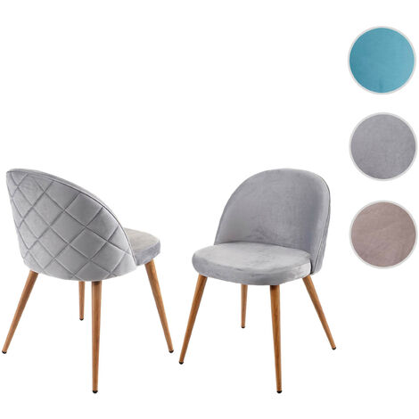 2x chaise de salle à manger HWC-D53, fauteuil, style rétro années 50, en velours - bleu turquoise (1/5)
