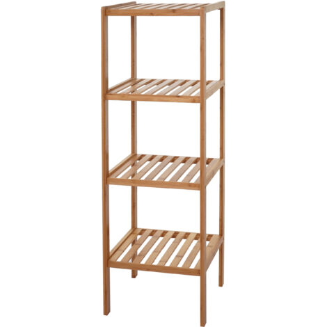 Étagère de salle de bains HWC-B18, Armoire, Bambou - 110x34x33cm (1/5)