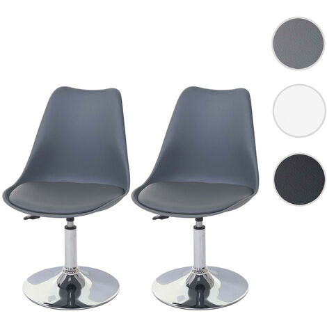 2x chaise pivotante Malmö T501, réglable en hauteur, similicuir - gris foncé (1/6)