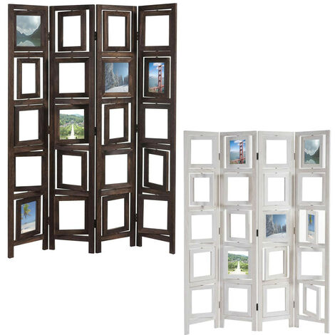 Paravent galerie de photographies II, cloison de séparation, marron, 160x125cm (1/5)
